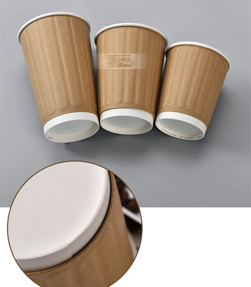 50 шт одноразовый двухслойный бумажный стаканчик, утолщенный, анти-обжигающий, горячий напиток, кофе, соевое молоко, чай, на вынос, Упаковочная чашка с крышкой