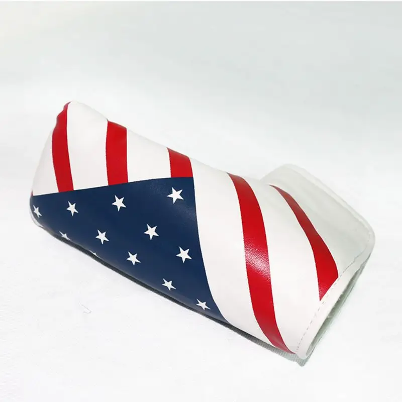 

Portable Golf Club Headcovers USA Flag Pattern PU Waterproof Fairway Hybrid Putter Cover Set Vintage Simple Design Sport R58B