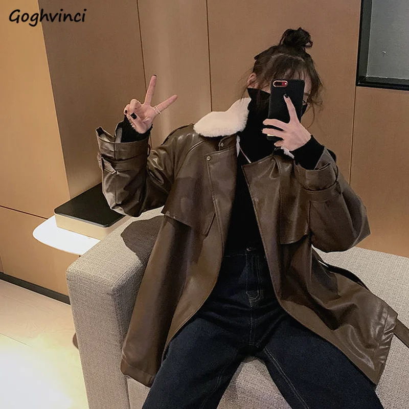 

Jackets Women Plus Size M-4xl Winter Full Sleeve Turn Down Collar Loose All Match Vintage Warm Daily Fashionable Casual Girls