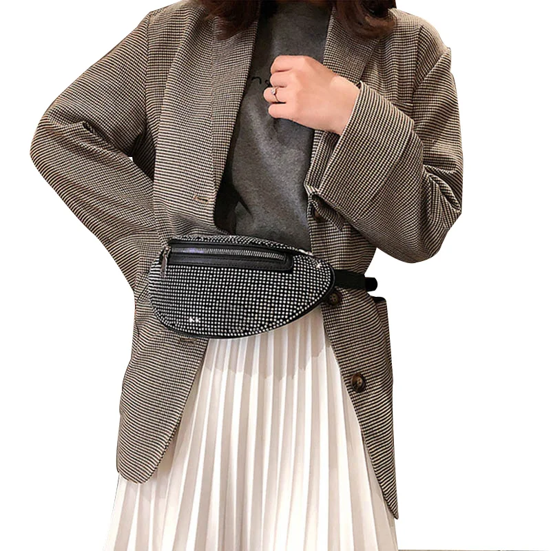 Чехол на пояс сумки женские поясные сумки блестящие бриллианты хип-пакеты сумка формы «банан» Роскошная модная сумка через плечо