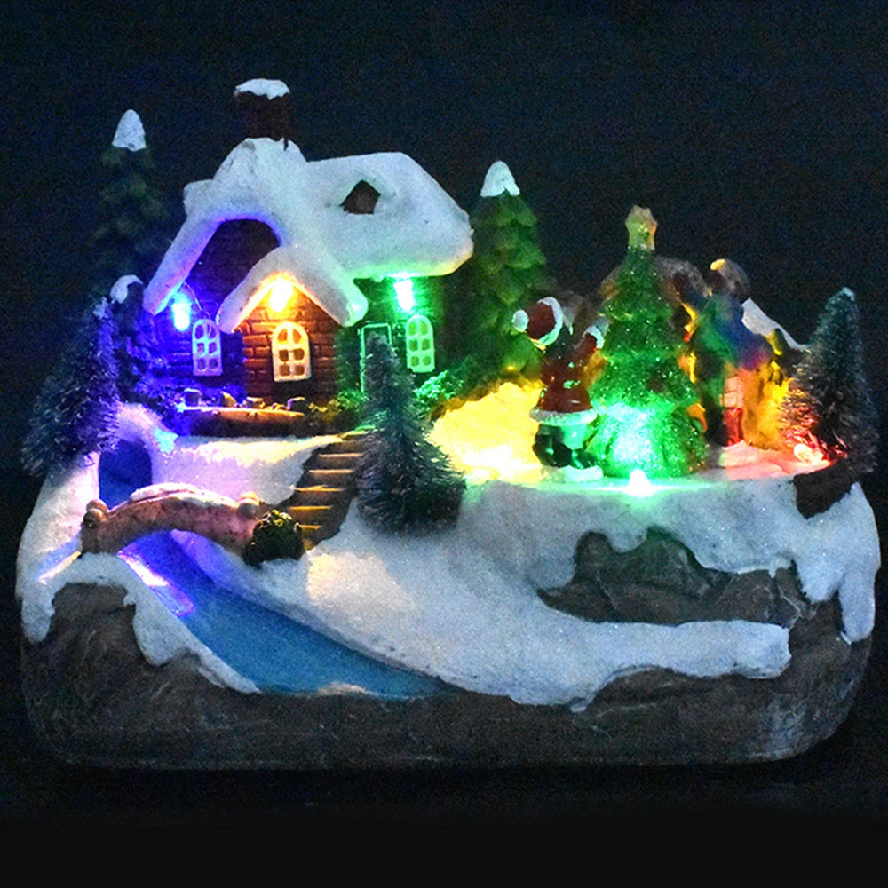 

1Pcs Of Luminescent Small House Music LED Light Driven Lighting Christmas Resin Christmas Scene Village Cottage Town Decor New