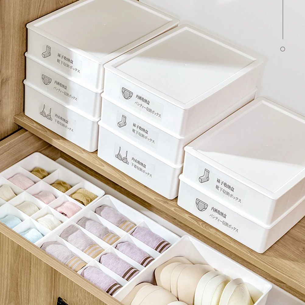 

3pcs Drawer Dividers Storage Box Multiple Grids Underwear Storage Case With Lid Panties, Bras, Socks, Storage Box,