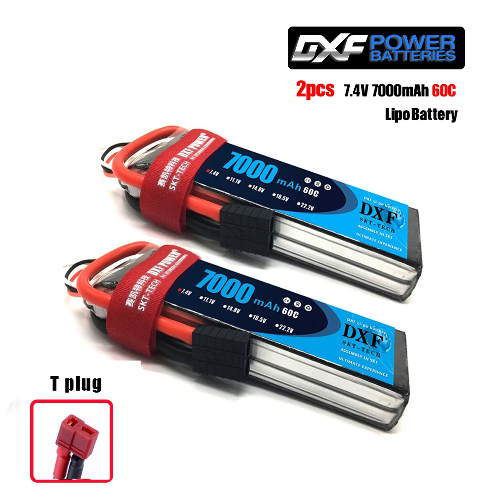 2 шт. DXF RC Lipo батарея 2s 7,4 V 2700mAh 20C 7000 60C 14,8 V 7000 60C для Wltoys 12428 feiyue 03 RC Q39 Запчасти для обновления - Цвет: 2S7000mahT