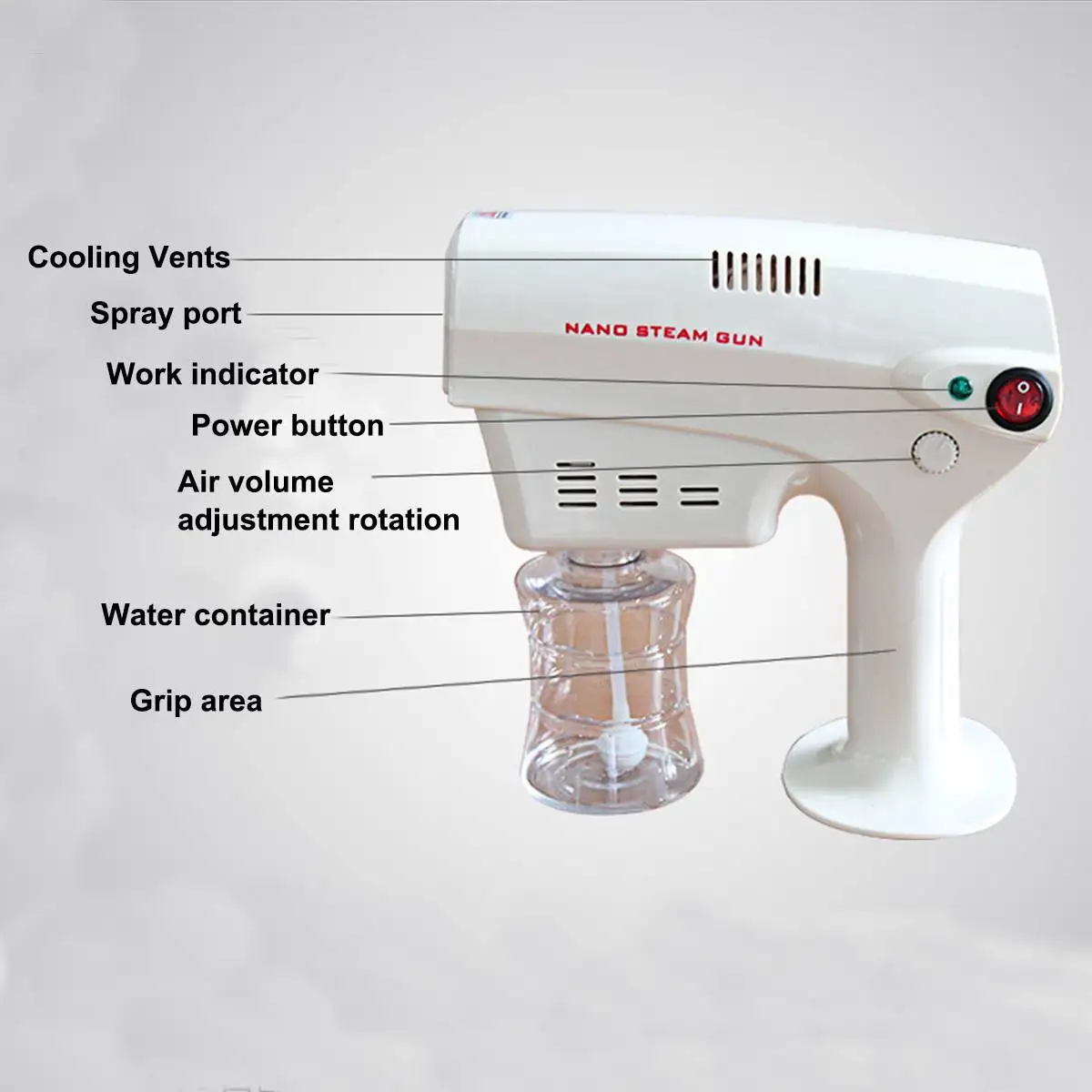 

1200W 220V 250ml Electric ULV Sprayer Blue Light Atomizing Fogger Machine Hair Nanos Steam Spray Guns Hospital Home Disinfection