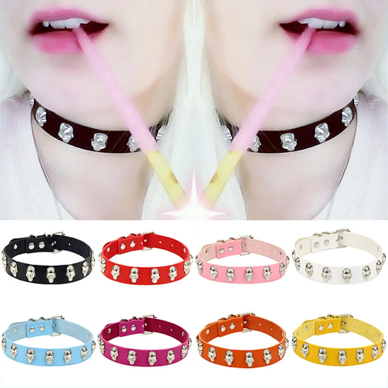 

Multicolor Metal Spike Choker PU Leather Collar Necklace Punk Necklace Statement Jewelry for Women Neck Accessories