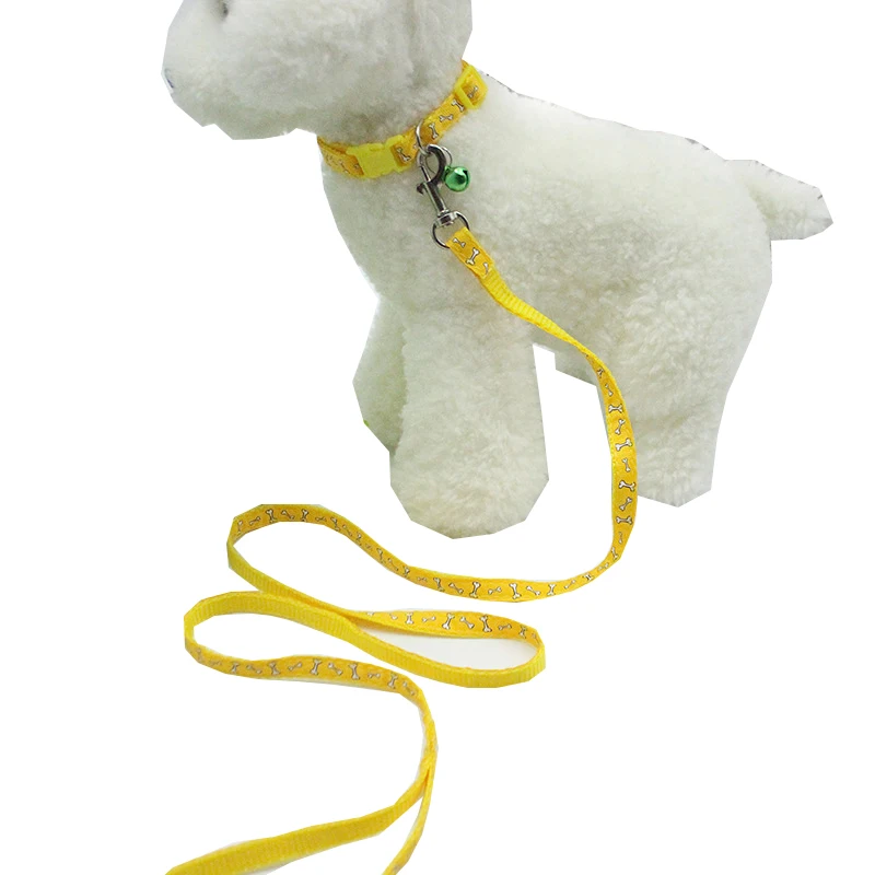 Nylon Dog Harness and Pet Leash with Bell For Small Medium Cat Collar Applique Chain Rope Dot/Bone/Paw Print Strap | Дом и сад