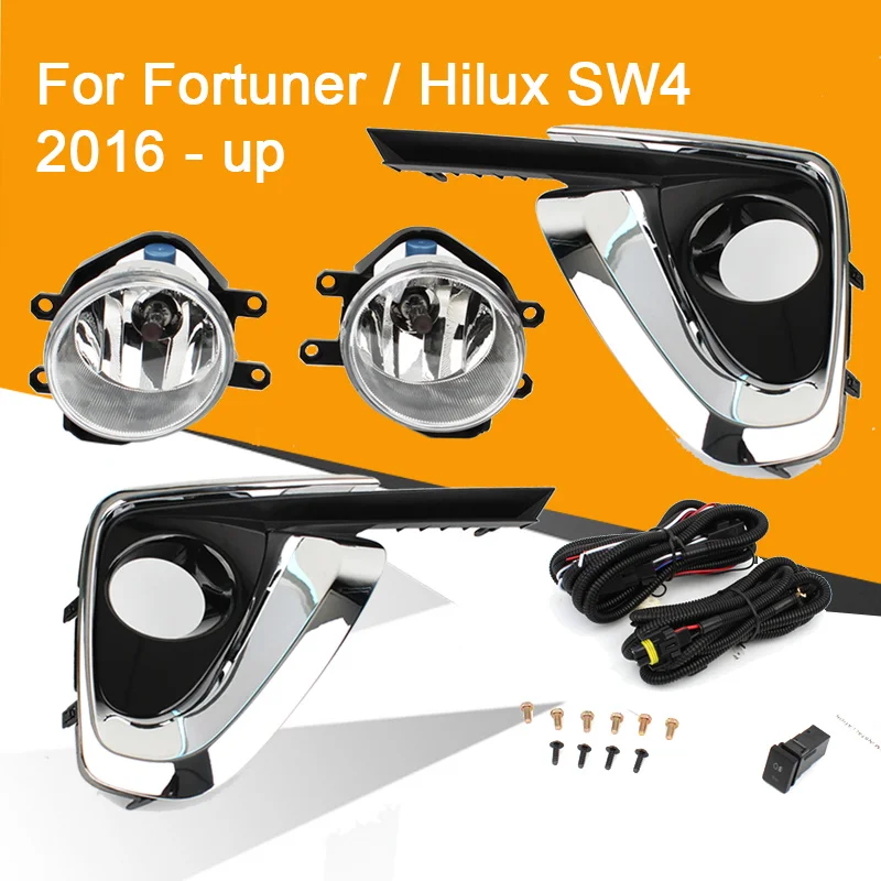 12 В автомобильный противотуманный светильник в сборе для Toyota Fortuner/Hilux SW4 передний левый и правый противотуманный светильник с реле жгута