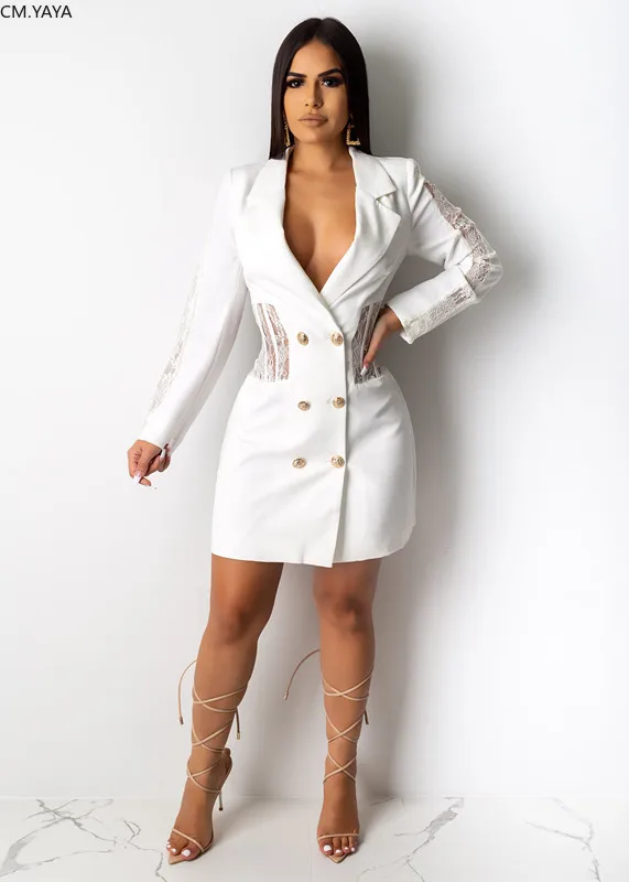 Женское кружевное мини-платье GL4124 весеннее облегающее платье с V-образным