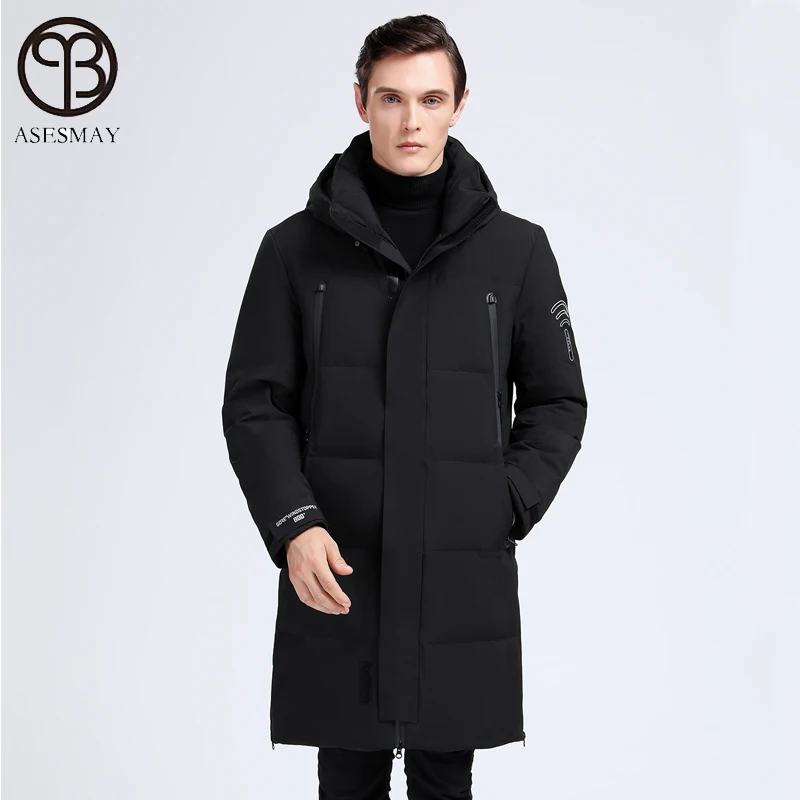 Мужская куртка на белом утином пуху с капюшоном | одежда