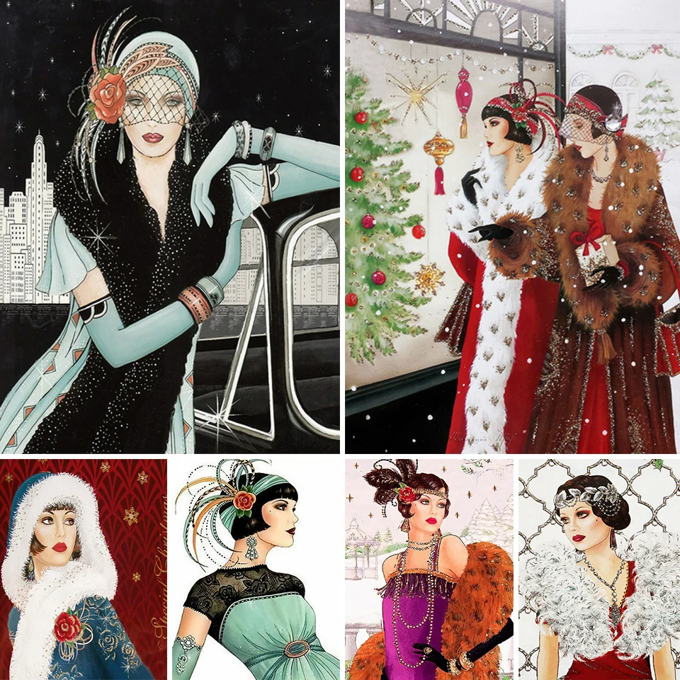 

5D DIY Diamond Painting Portrait Woman Cross Stitch Kit Full Drill Embroidery Lady Mosaic Art Picture of Rhinestones Home Decor