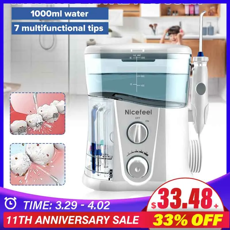 

Nifeel water bottle 1000ml electric floss mouthwash oral care floss spa toothbrush 7 UDS tips