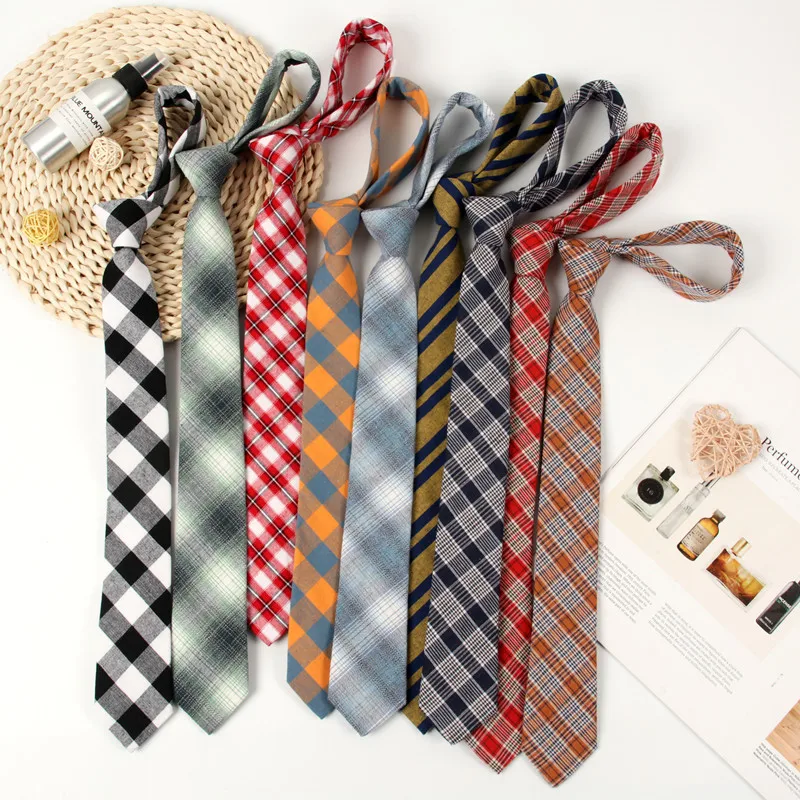 New Plaid Cotton Ties Skinny Causal Neck tie For Men Women Suits Mens Slim Necktie For Party Cravats 6cm Width Groom Neckties