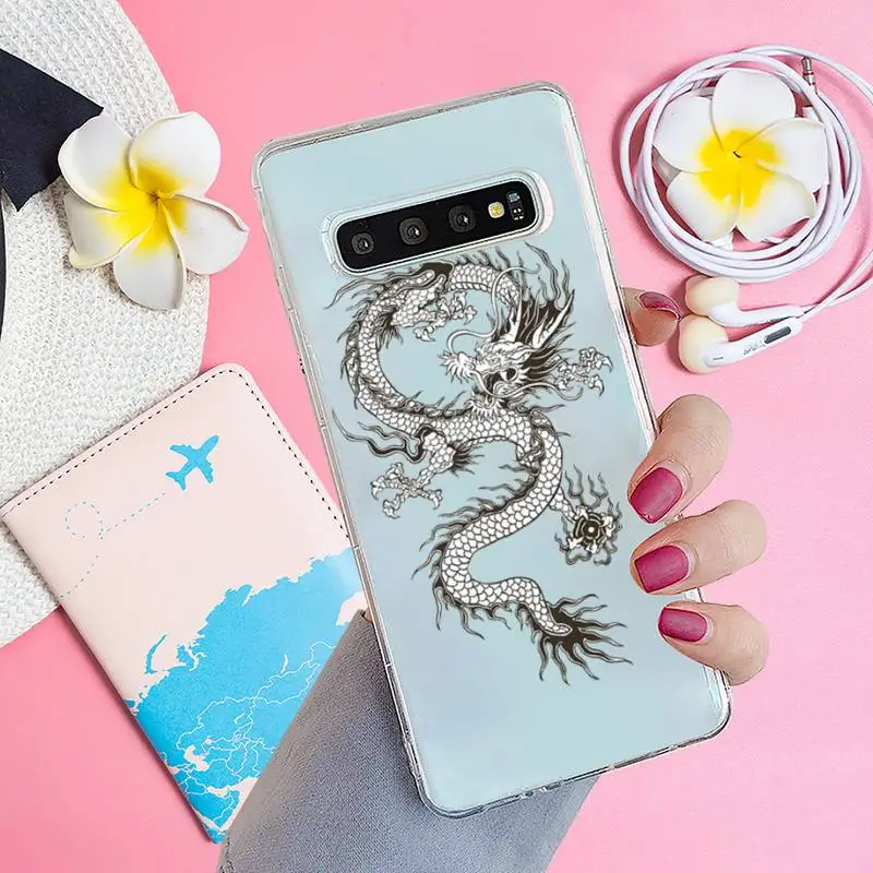 

Dragon Phone Case Transparent for samsung A 21s 50 71 S 8 9 20 20fe note 10 20 ultra plus