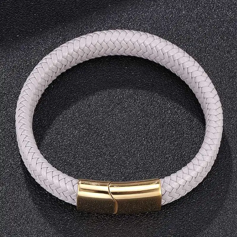 Модные мужские ювелирные изделия серый плетеный кожаный браслет ручной работы