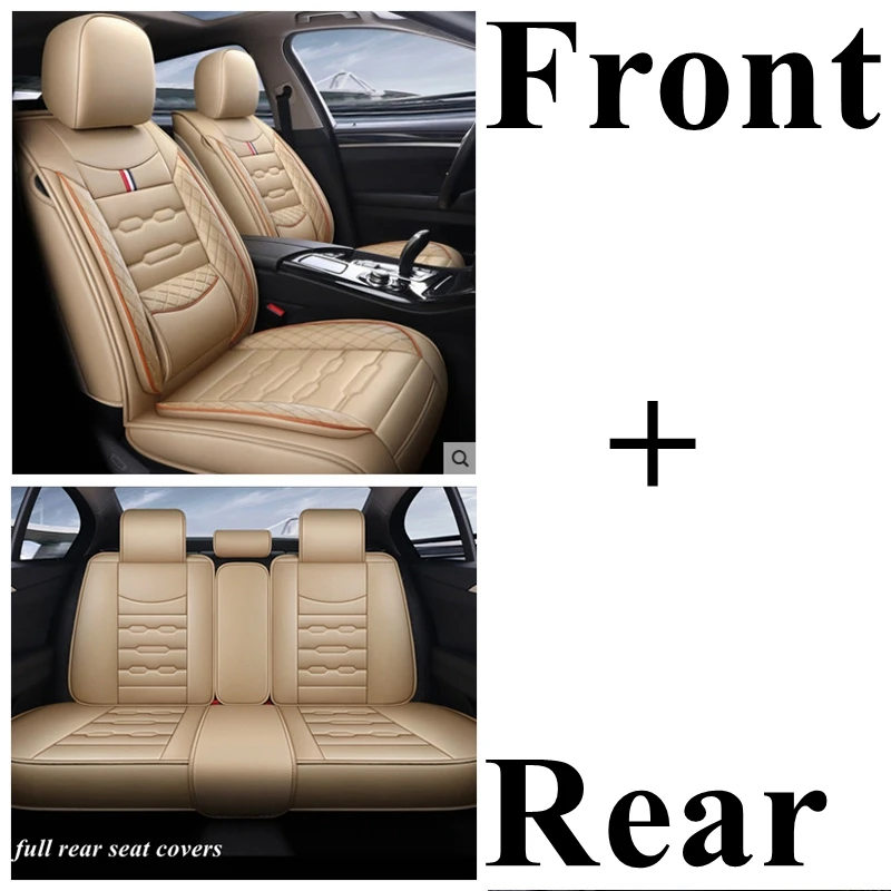 beige standard Чехол на переднее и заднее автомобильное сиденье для hyundai Solaris Tucson Elantra Sonata Accent Grand-SantaFe Creta IONIQ IX35 Avante Azero I40 I30 - Название цвета: beige standard