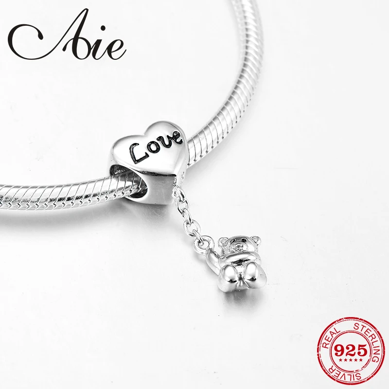 Новый DIY милый медвежонок 925 пробы Серебряный Очаровательный прекрасный бисер