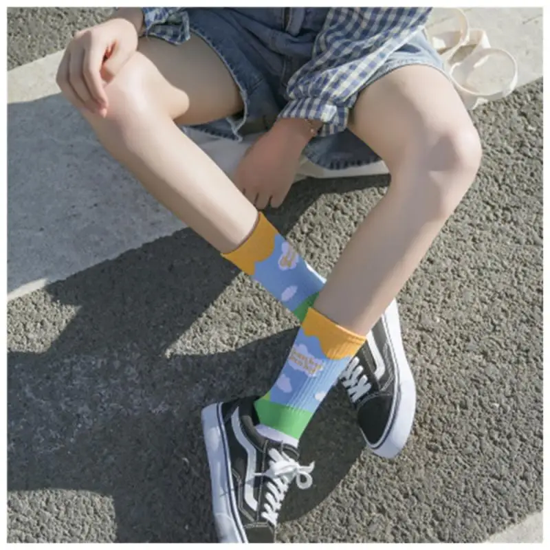 Носки хлопковые для девочек и взрослых модные брендовые с круглым вырезом фермы