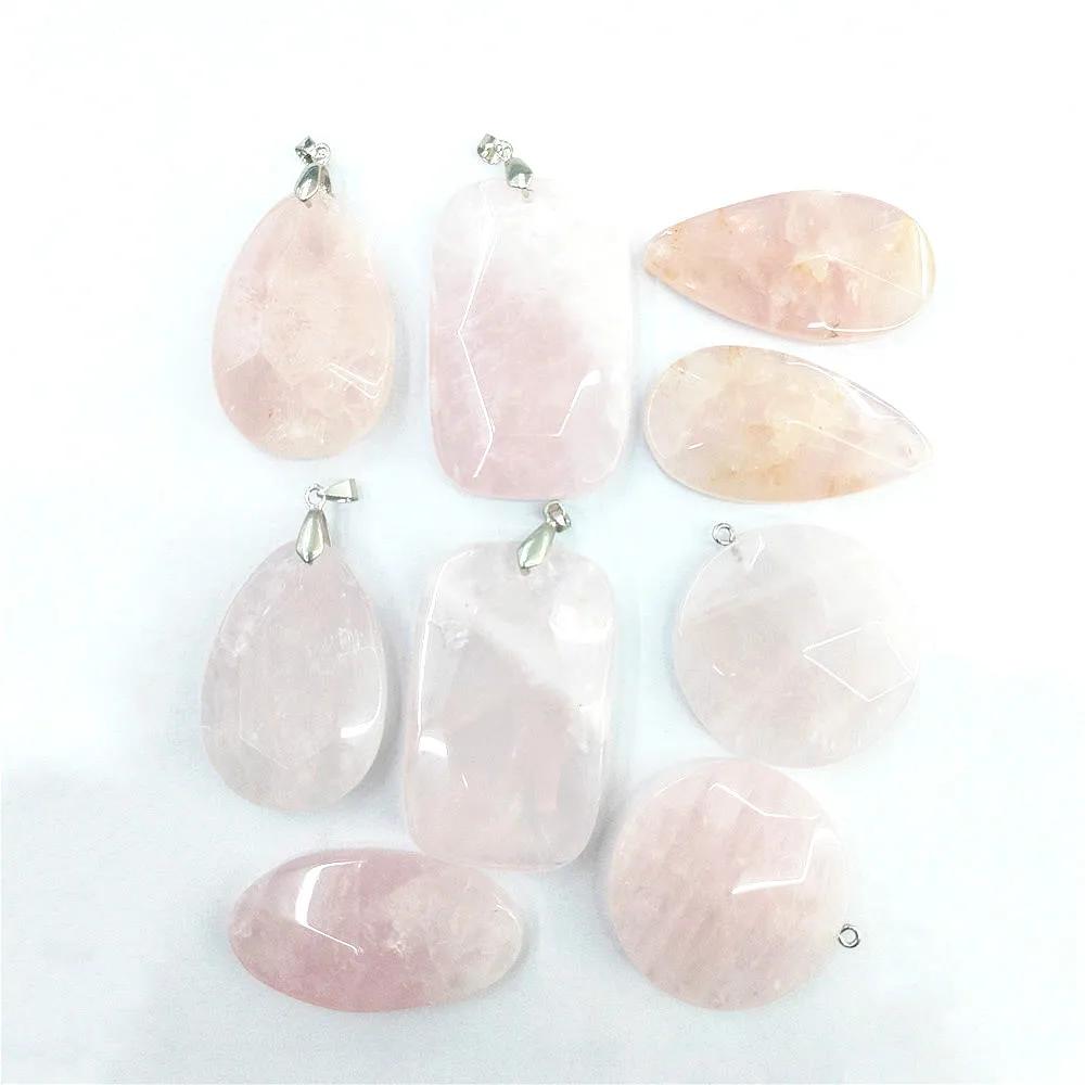 Натуральный камень розовый кристалл граненый Подвеска для подвески женщин