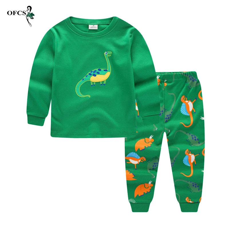 Ca&iacute;da de talla grande de los ni&ntilde;os conjuntos de ropa ni&ntilde;os ni&ntilde;as 2-8Years de algod&oacute;n de dibujos animados de manga larga sudaderas + Pantalones 2 unids/set traje de pijamas-0