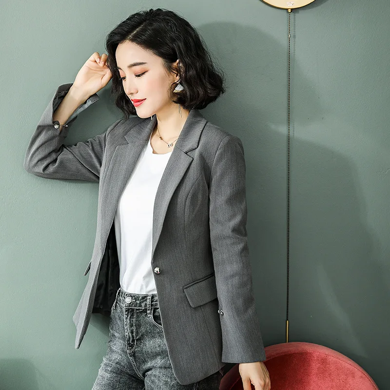 Белый пиджак с длинным рукавом весенний и осенний костюм однотонный