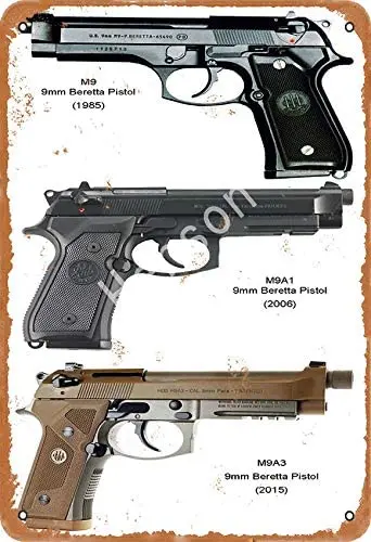 SÚNG NGẮN M9(1985) M9A1(2006) M9A3(2015) kim Loại Vintage Ký Trang Trí Nhà Bên Trong Ngoài Thanh Bếp Quán Rượu Trang Trí Các Mảng 8*12Inch