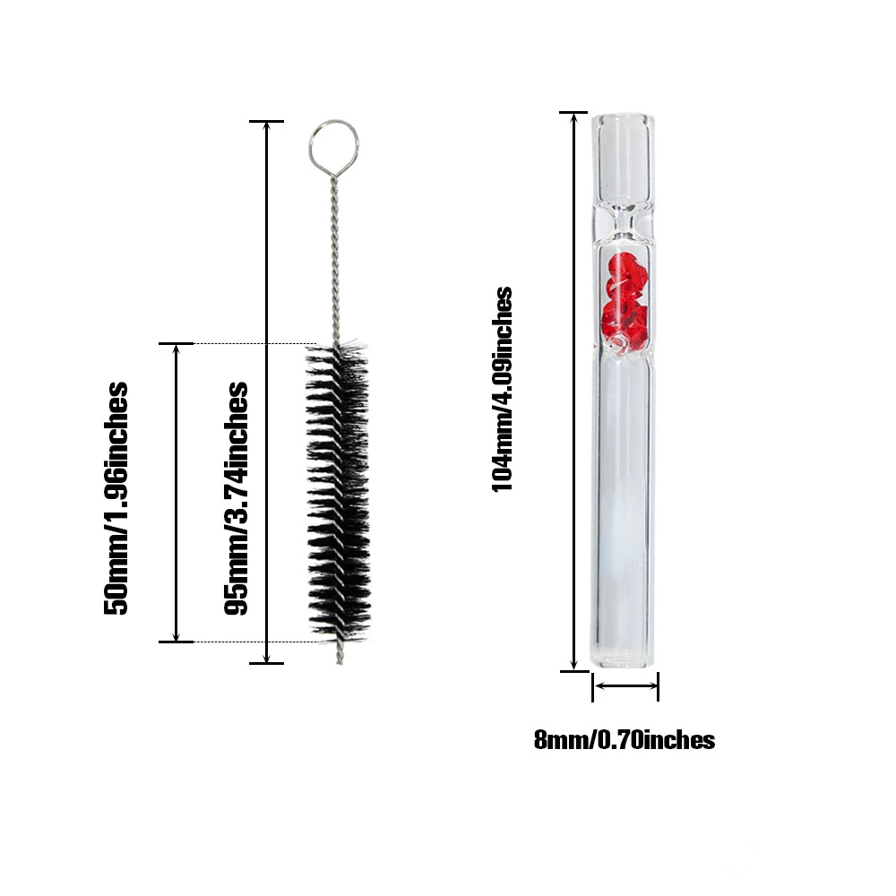 3 шт. стеклянная труба с щеточкой для фильтра драгоценных камней комбинированная