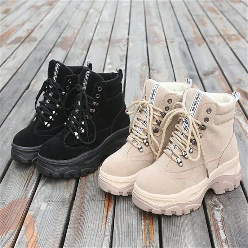 Ботинки кожаные на плоской подошве в британском стиле Осень-зима ветровые