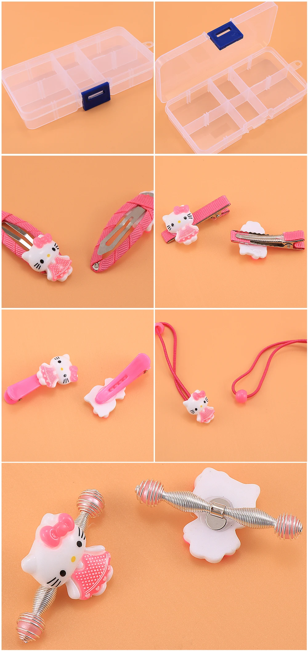 Милые детские аксессуары для волос hello kitty, набор эластичных резинок для волос с кроликом и медведем, заколки для волос, заколки с коробкой для хранения, лидер продаж