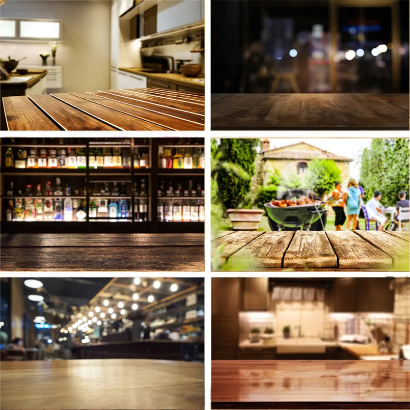 Реквизит для фотосъемки Nitree Виниловый фон с деревянным полом еды западный