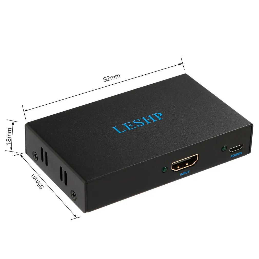 

Black Portable Plug and Play Low Power Consumption 4K HDMI-compatible Switcher 1 in 2 Out Two Port 1.4V Splitter Box Hub