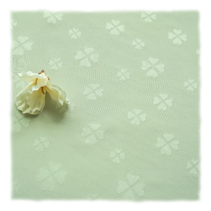 

Bean paste green four-leaf clover pattern rayon jacquard fabric 100cm*140cm