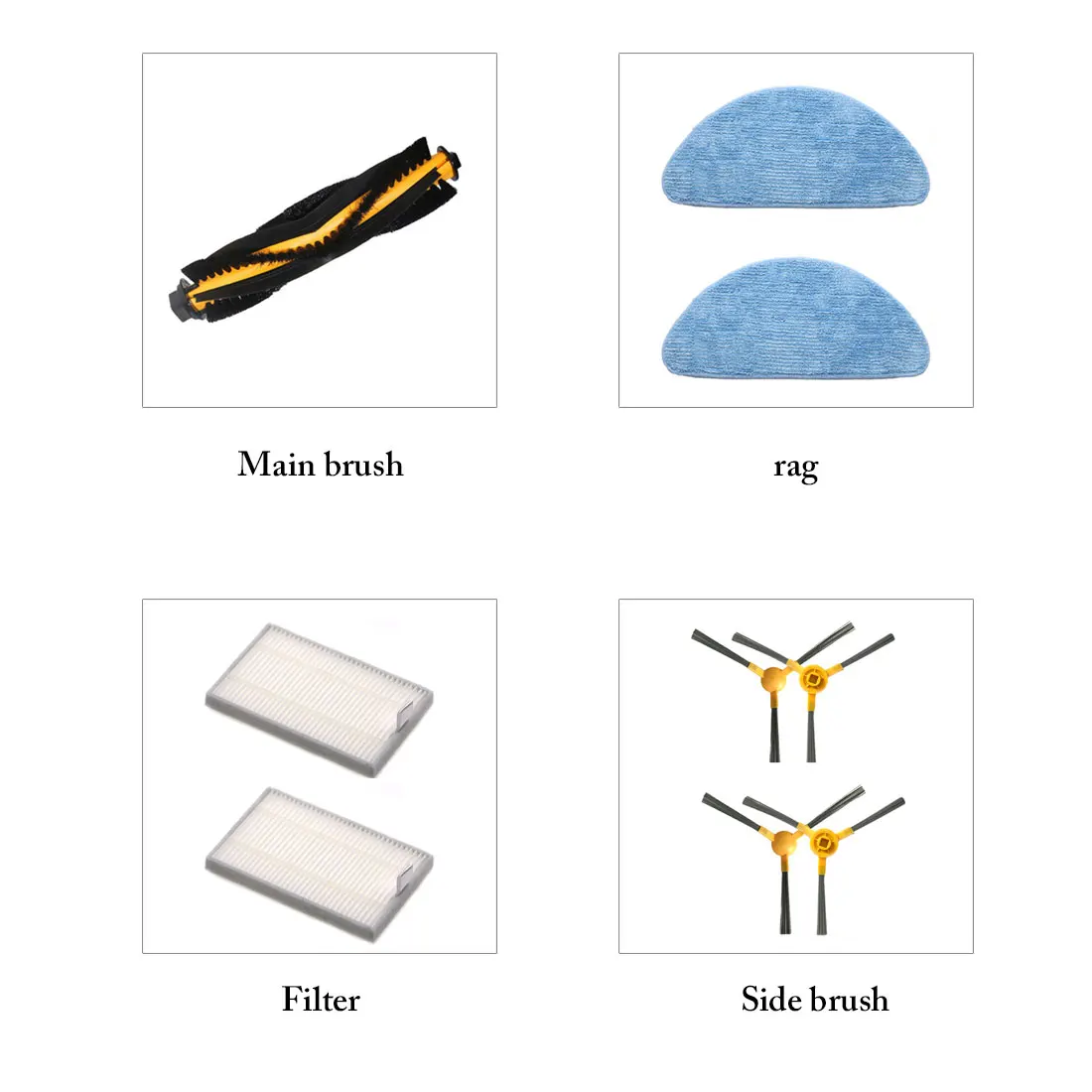 

Side Brush HEPA Filter Mop cloth Vacuum Cleaner for Proscenic 800T 820S for LIECTROUX C30B Cleaning Filter Accessories kit