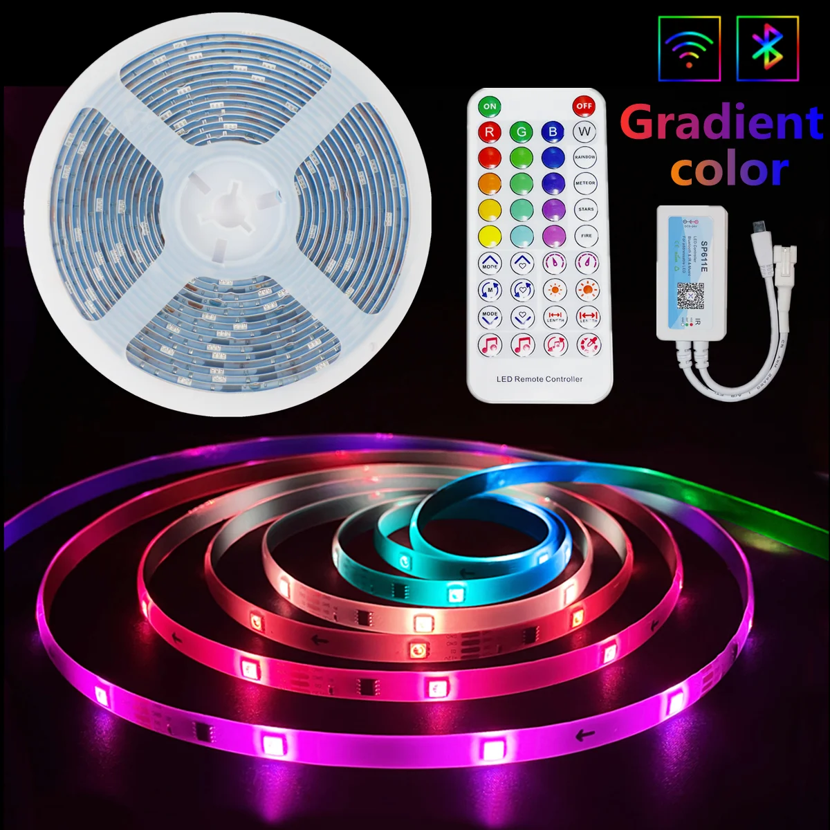 

LED Strip Lights RGB 5050 Waterproof Lamp Flexible Tape Diode Bluetooth Dream color luces led 5M 10M DC12V With Alexa Google APP
