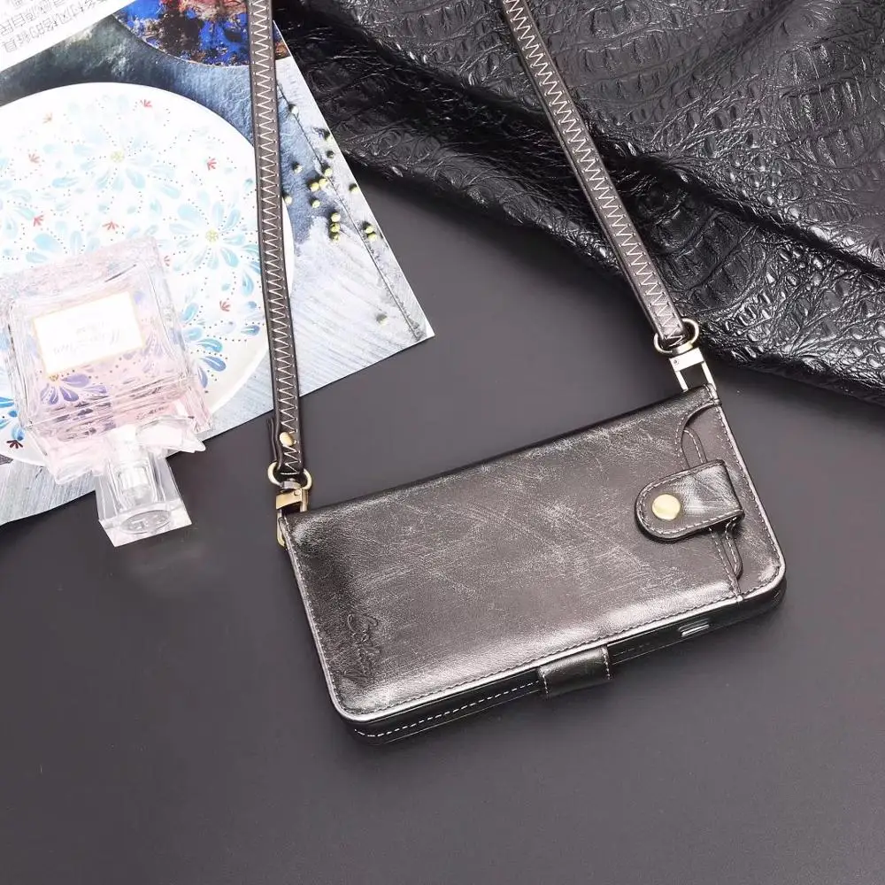 

Retro magnetic style for iPhone 7 8plus mobile phone case multi-card with hanging detachable iPhone X XS mobile phone bag