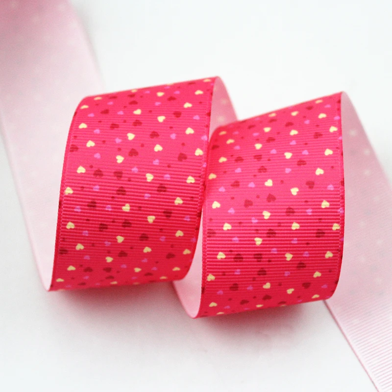 

Red heart pattern printed grosgrain ribbon 9-75mm DIY handmade materials christmas wedding gift wrap tape ribbons