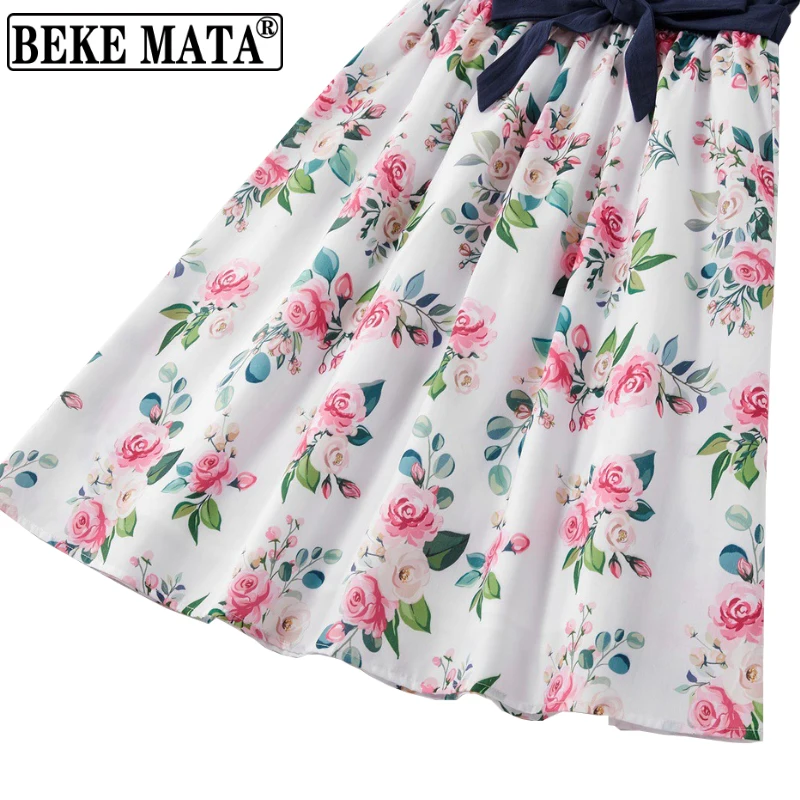 

Mom And Daughter Dresses 2021 Summer Floral Print Mommy And Me Clothes Family Look Mother Daughter Baby Girl Matching Clothes