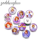 Диснеевской принцессы Софии фиолетового цвета подарок для девочек 10 шт. Круглый Фото 18 мм кнопки для 18 мм Оснастки ожерелье, сделай сам, ювелирное изделие