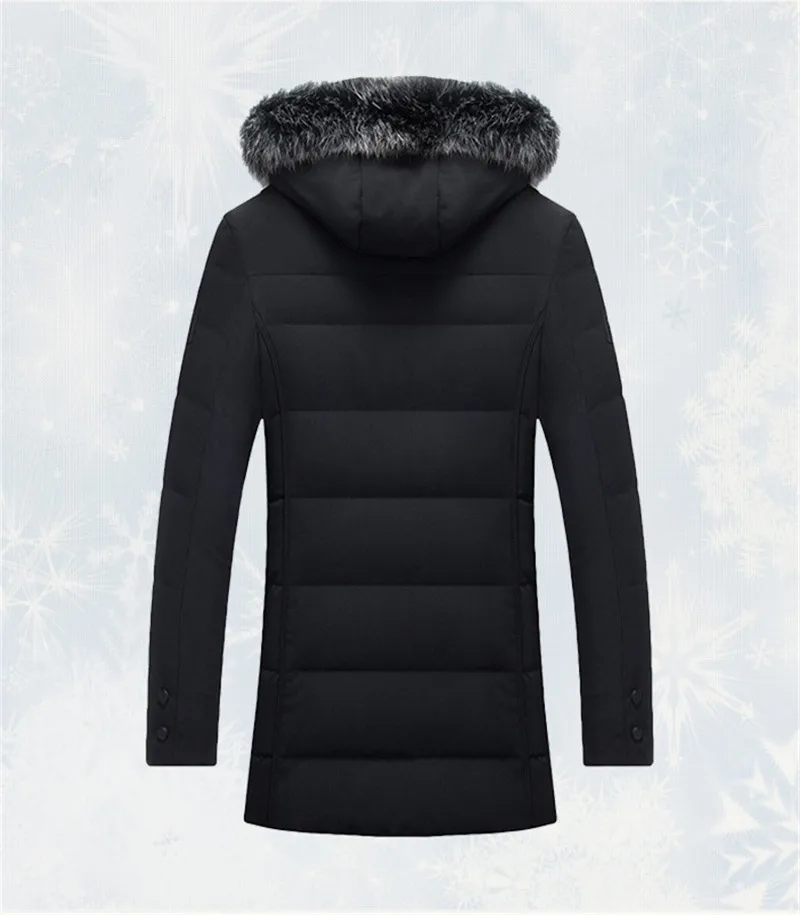 

Quality High Grey Goose Down Men's Jackets Fox Fur Collar Hooded Mens Parkas Warm Winter Jacket Men Padded Coat