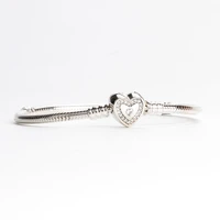 bewill original 925 sterling silver classic clasp snake bone bracelet with diamond heart shaped button diy versatile bracelet