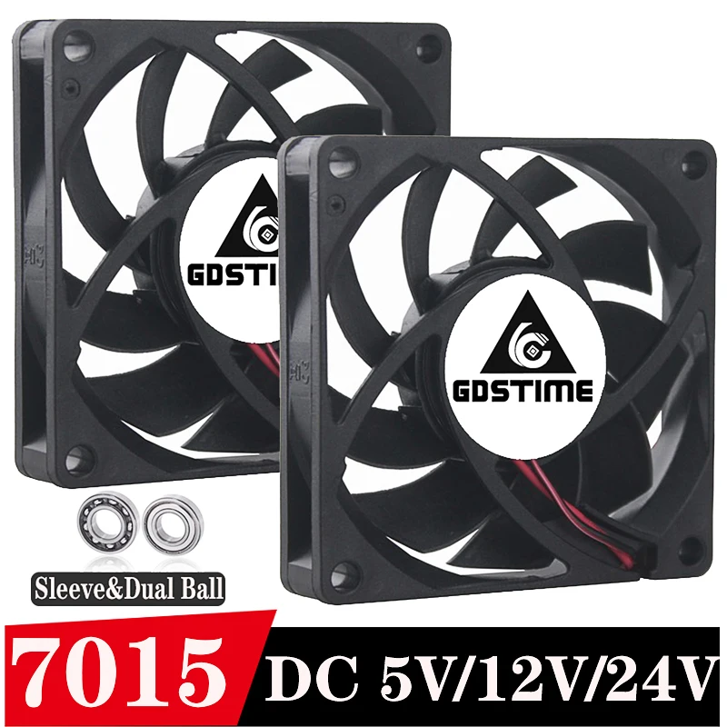 Бесщеточный Охлаждающий осевой вентилятор Gdstime 2 шт. 7 см постоянный ток 5 В 12 24 70 мм