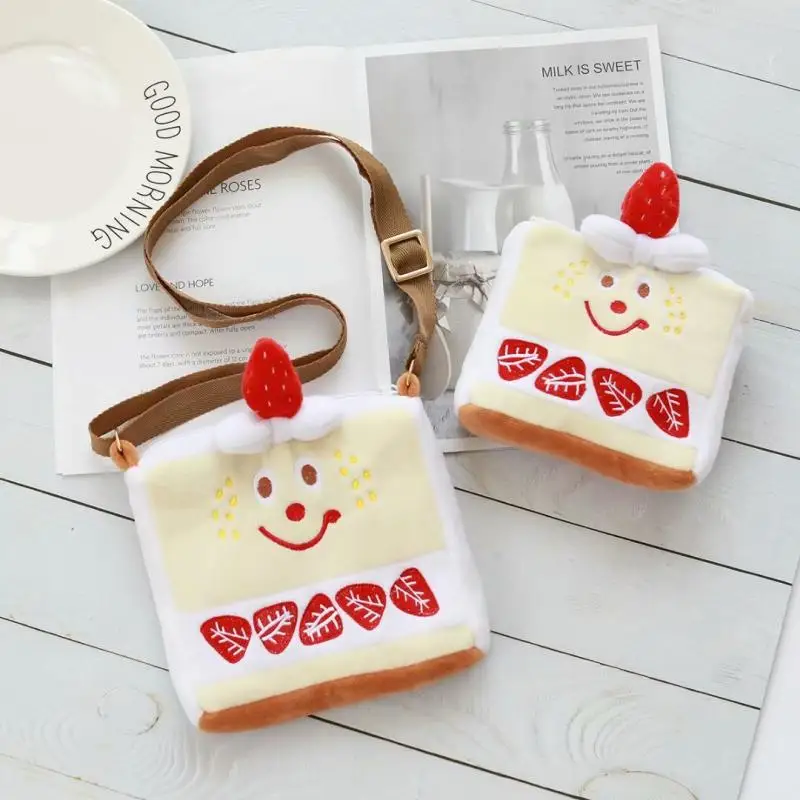 Милый мультяшный женский кошелек с сердечком клубничным тортом сумка мессенджер