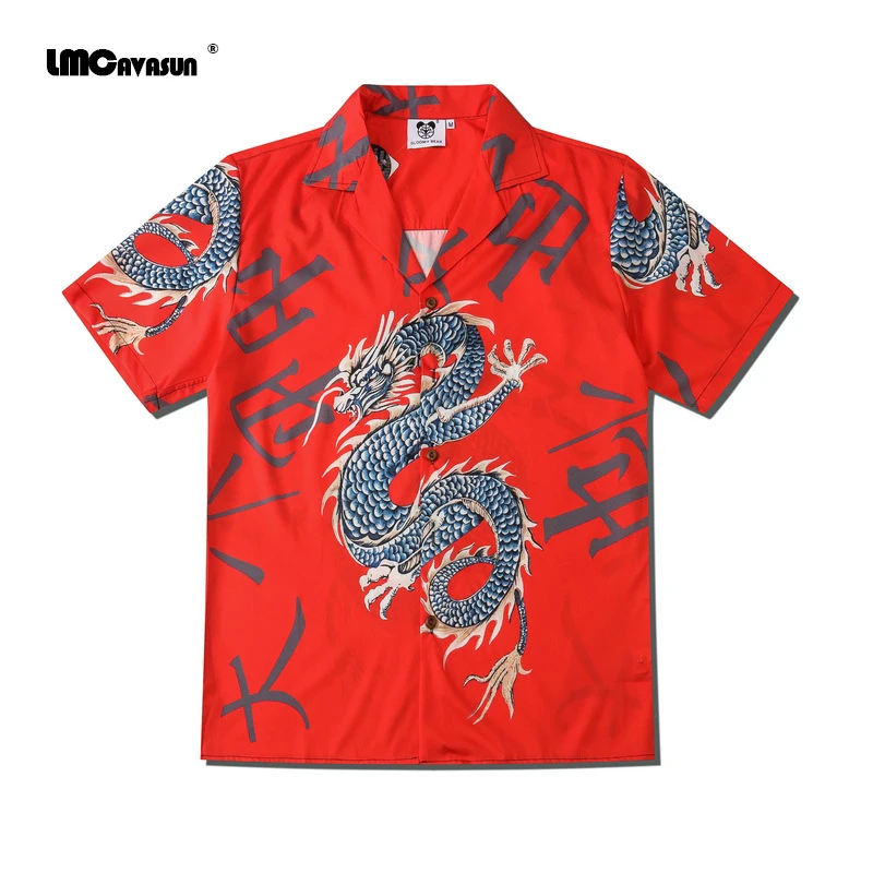 Рубашка LMCAVASUN с коротким рукавом для мужчин и женщин уличная одежда в китайском