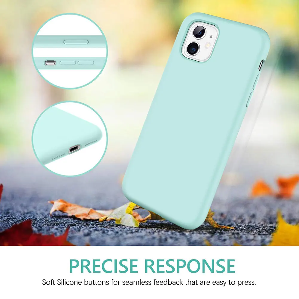 Liquid Silicone Case For Apple iPhone 11 Pro Max X XR XS 8 Plus 7 6 6S SE 2 2020 SE2 Phone Cover Mint Green no logo Accessories | Мобильные