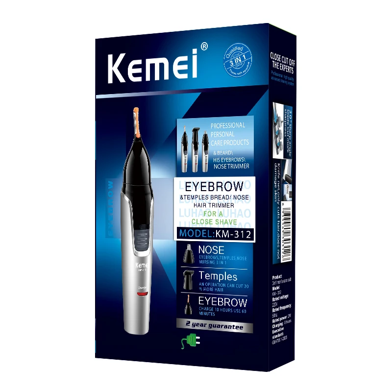 Оригинальный перезаряжаемый триммер для носа и волос 3 в 1 мужчин бороды бровей