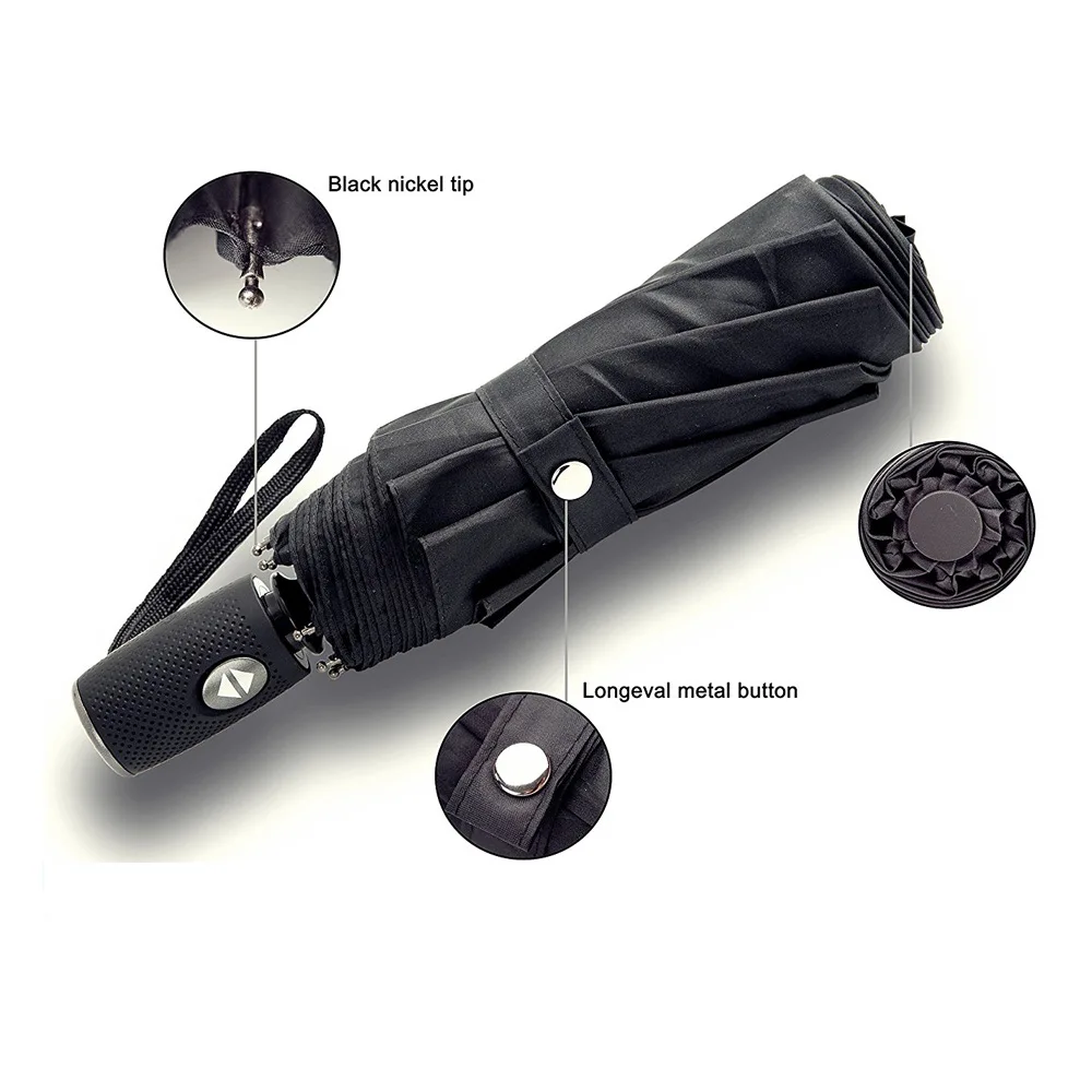 Автоматический зонт от дождя складной бизнес с 9 отверстиями 3 сложения защита