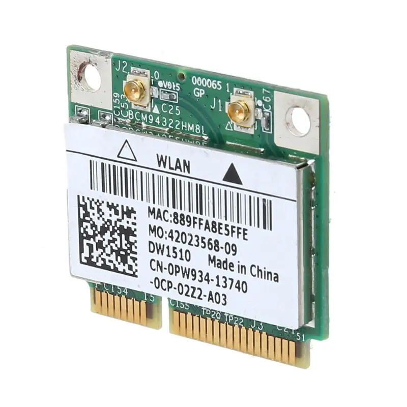 

BCM94322HM8L BCM94322 Dual Band 802.11a/b/g/n DW1510 Mini PCIE WiFi Card Adapter
