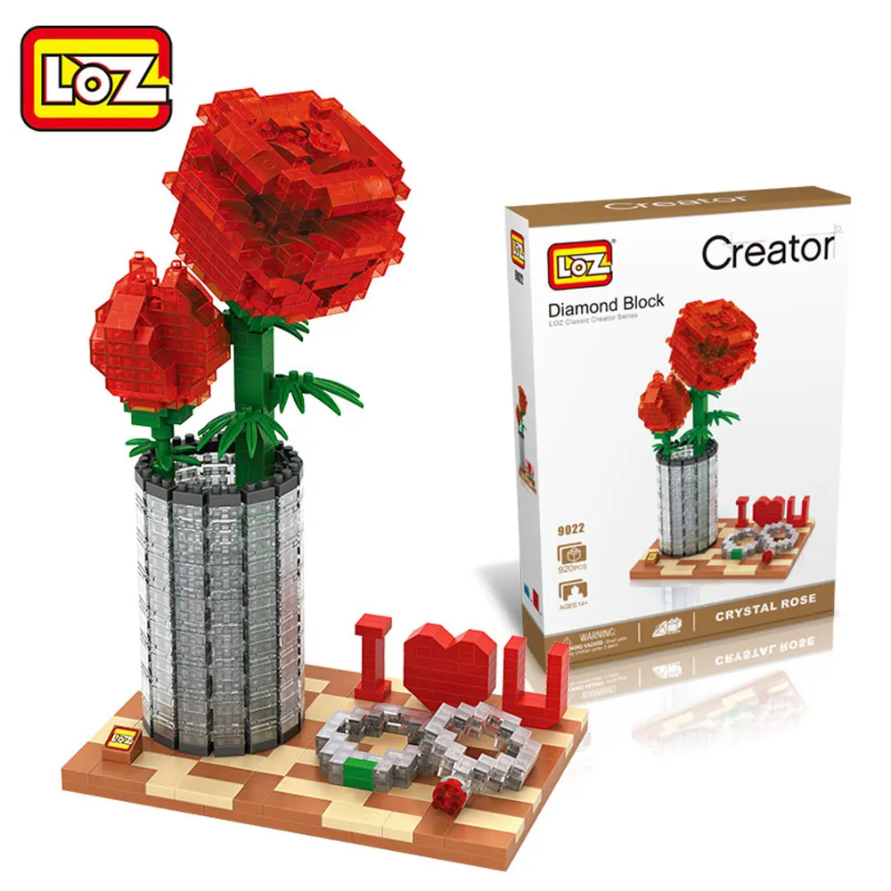

LOZ Mini Block Crystal Rose Flower Model Set Valentine's Day Gifts Girl Friend Assembly Diamond Building Bricks Kids Gift 9022