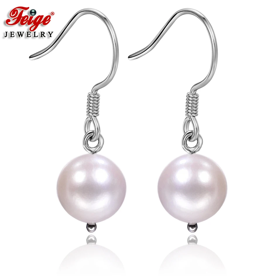 

Simple 925 Sterling Silver Natural Freshwater Cultured Pearl Drop Earrings for Women's Fashion Jewelry Gifts Wholesale FEIGE