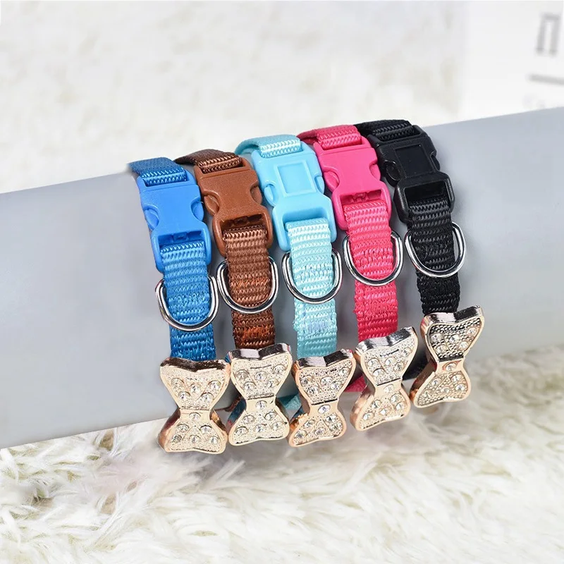 Лидер продаж для питомца собаки ошейник кота Регулируемый бант Стразы щенок