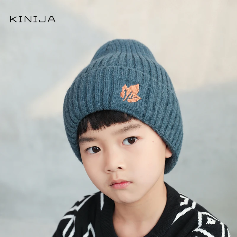 Детская шапка зимняя вязаная плюшевая утолщенная Теплая эластичная пуловер и